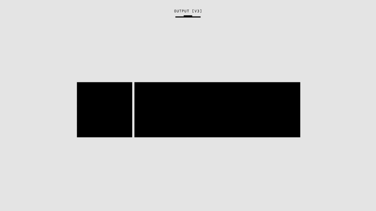 Abstract black-and-white blocks against a white background, conceptual design.